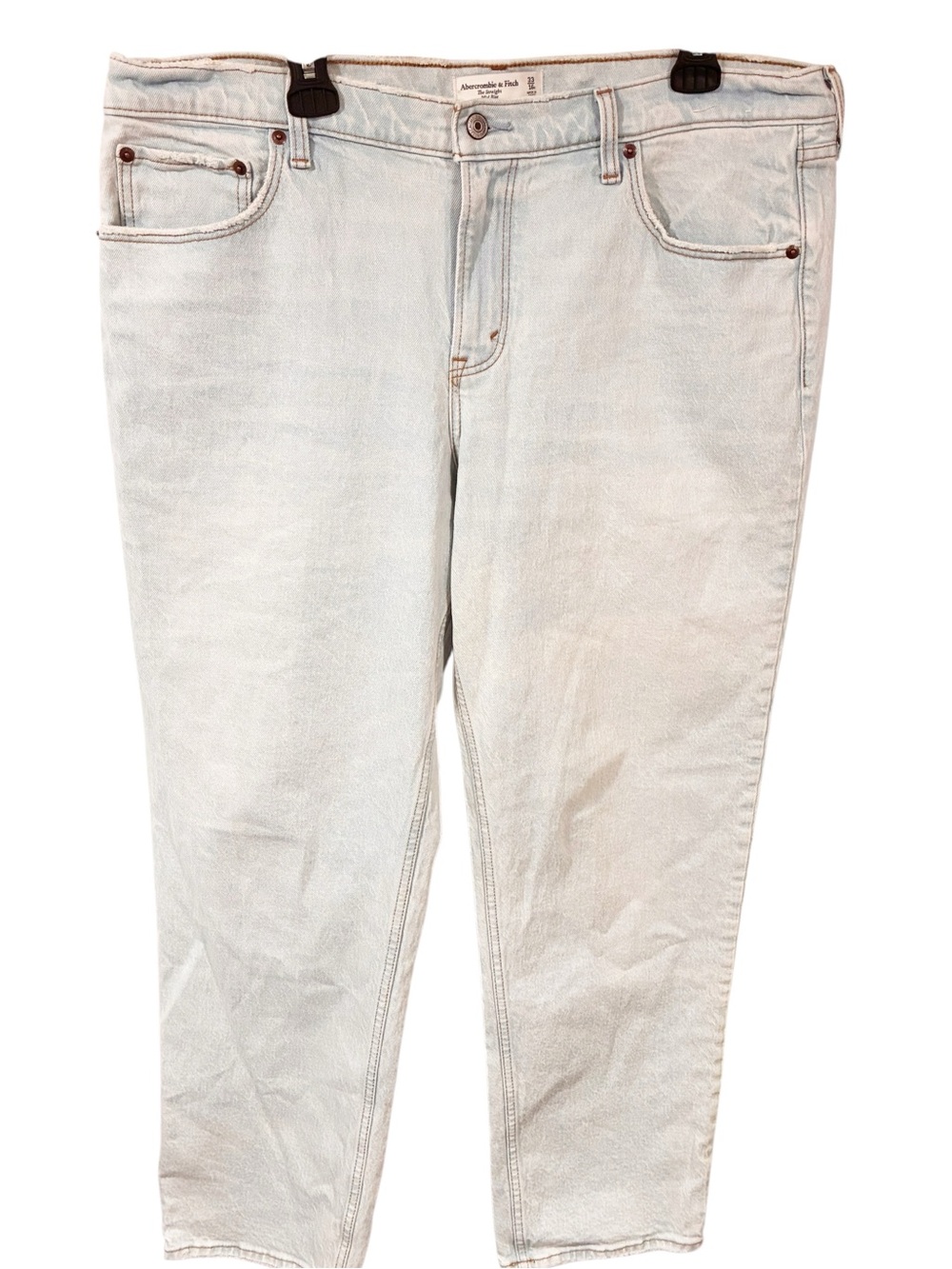 Abercrombie & Fitch The Straight Mid Rise Jeans Light Wash Plus Size 16